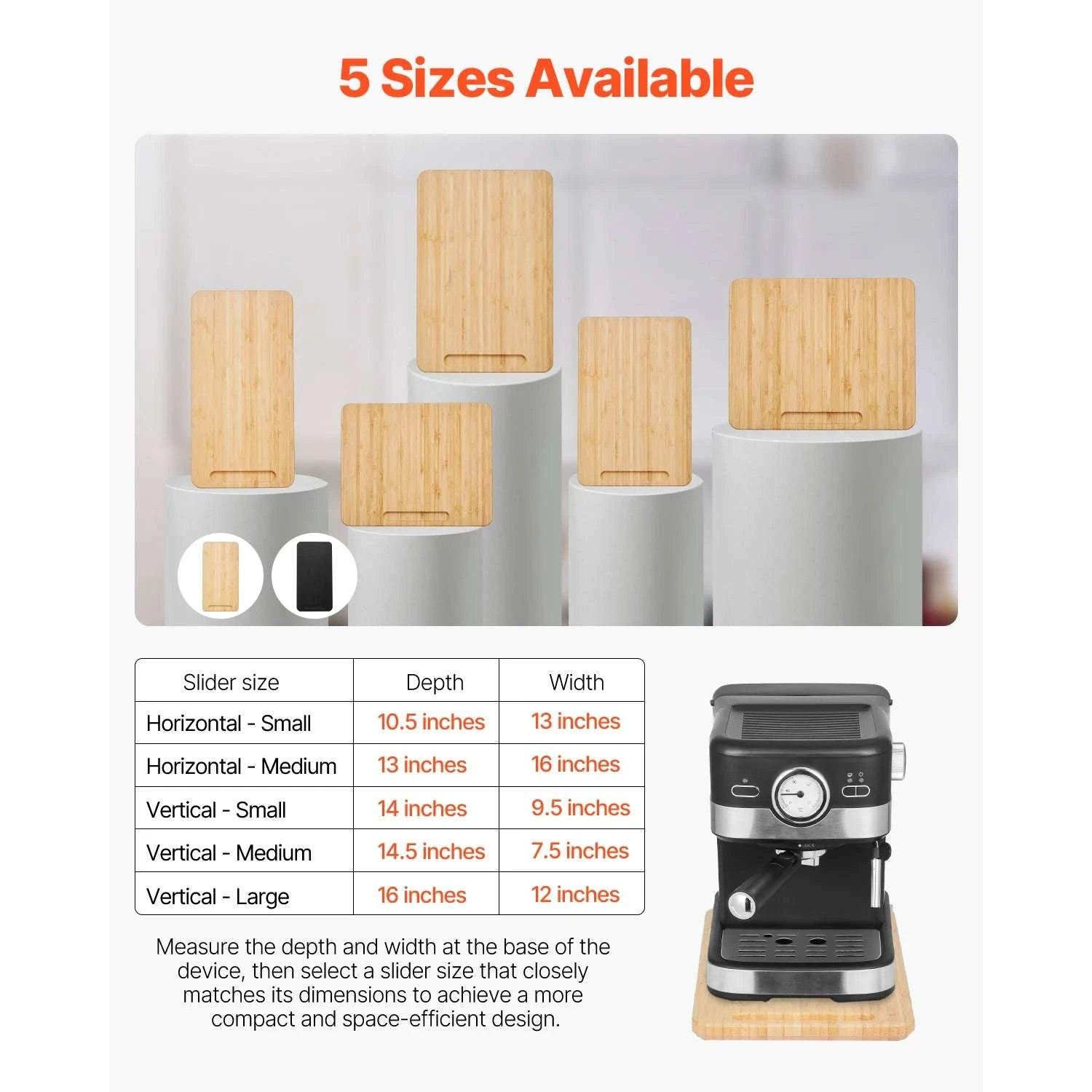 Kitchen Appliance Sliding Tray with Silent Wheels for Countertop Use-14 x 9.5 in / United States