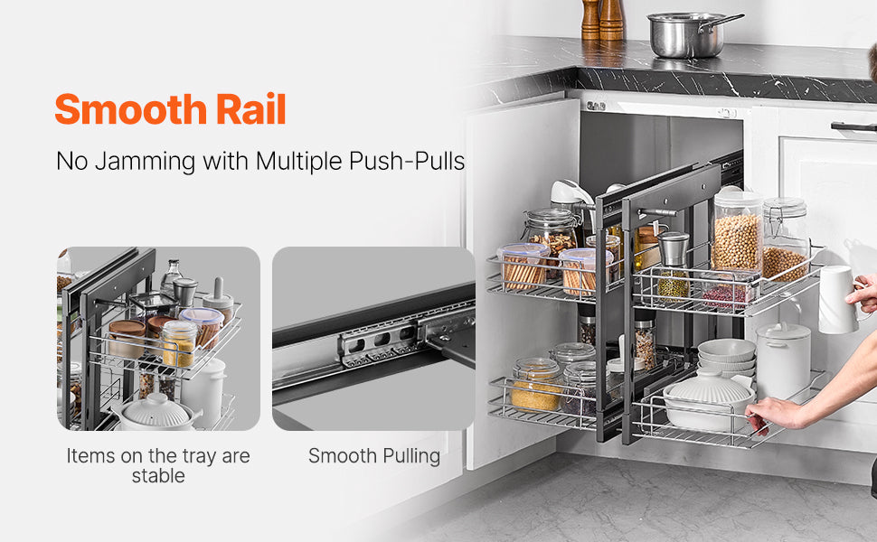 Blind Corner Pull Out Organizer with 4 Shelf Storage Baskets