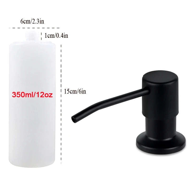 Kitchen Sink Soap Dispenser with Under-Sink Tube System-Black