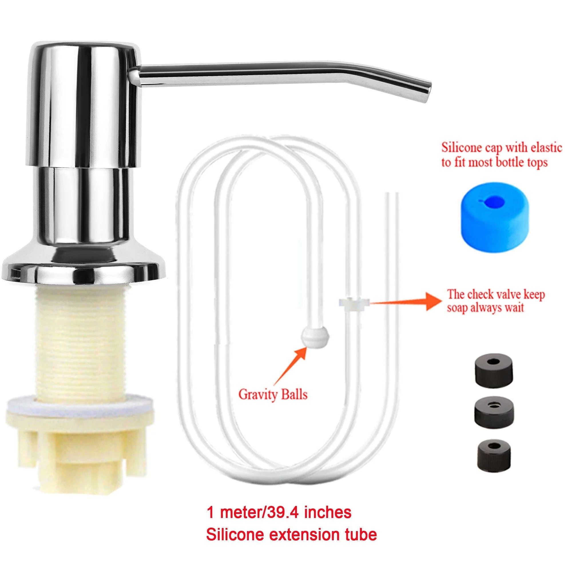 Kitchen Sink Soap Dispenser with Under-Sink Tube System-Black
