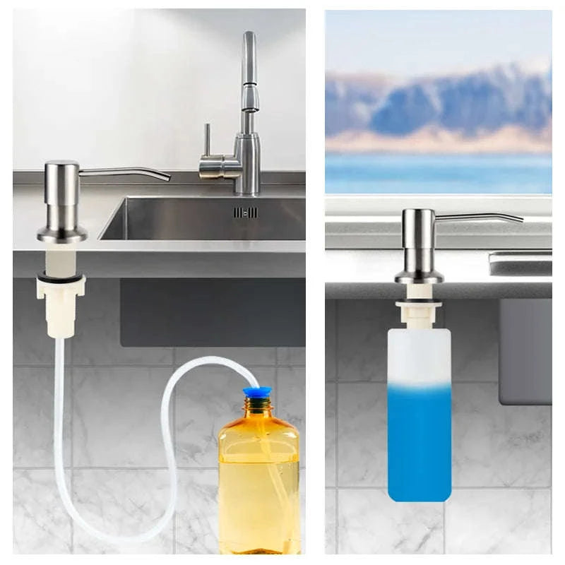 Kitchen Sink Soap Dispenser with Under-Sink Tube System-Black