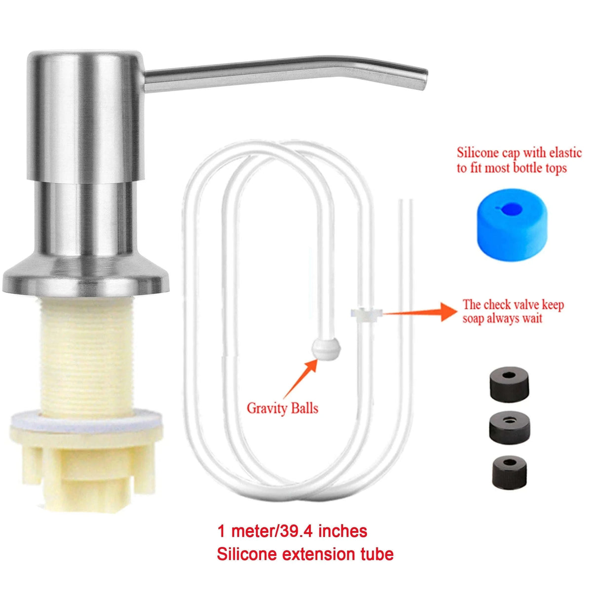 Kitchen Sink Soap Dispenser with Under-Sink Tube System-Black