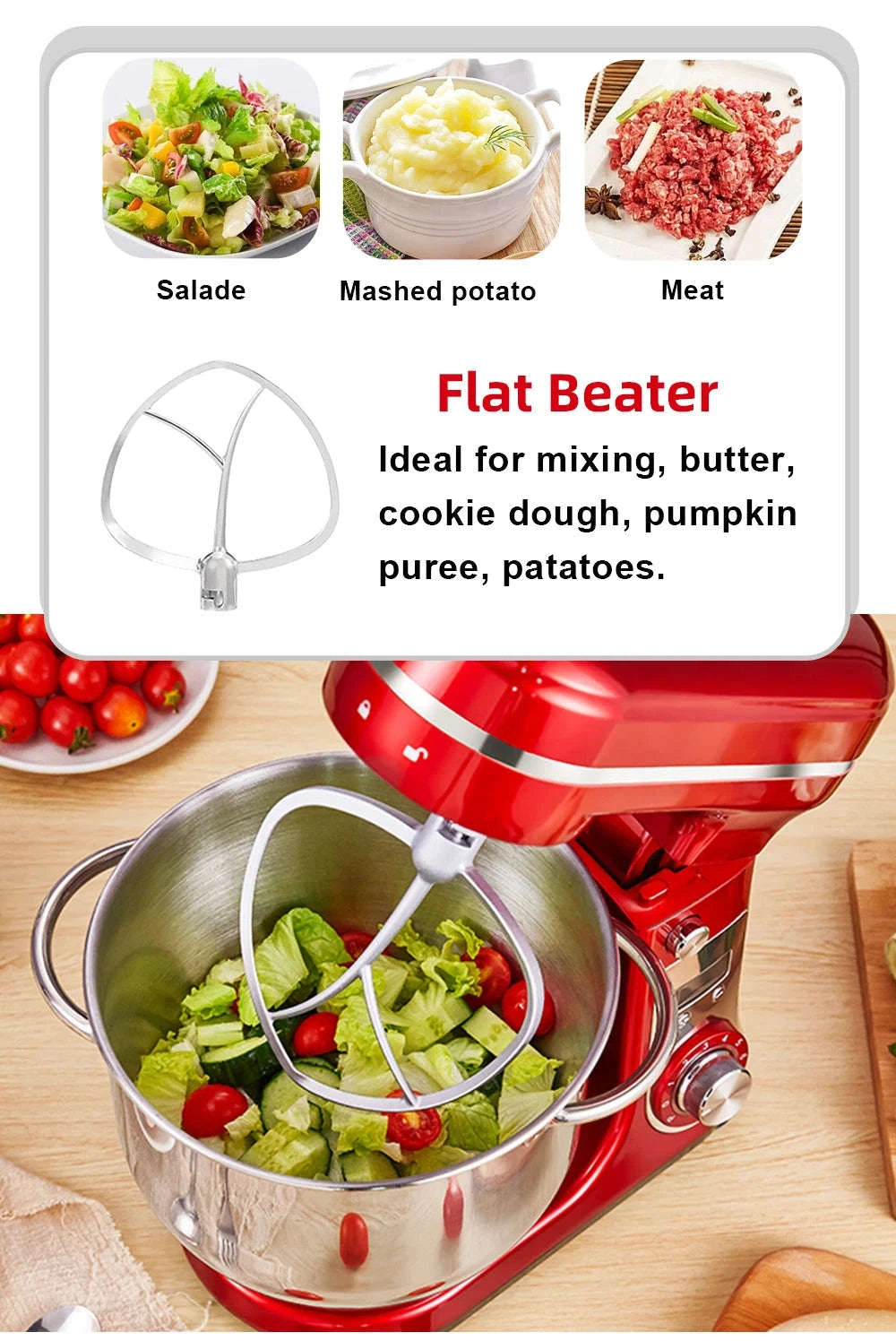 Kitchen Stand Mixer 6-Speed 1200W 6L-6L Red BM-601 / UK / United Kingdom