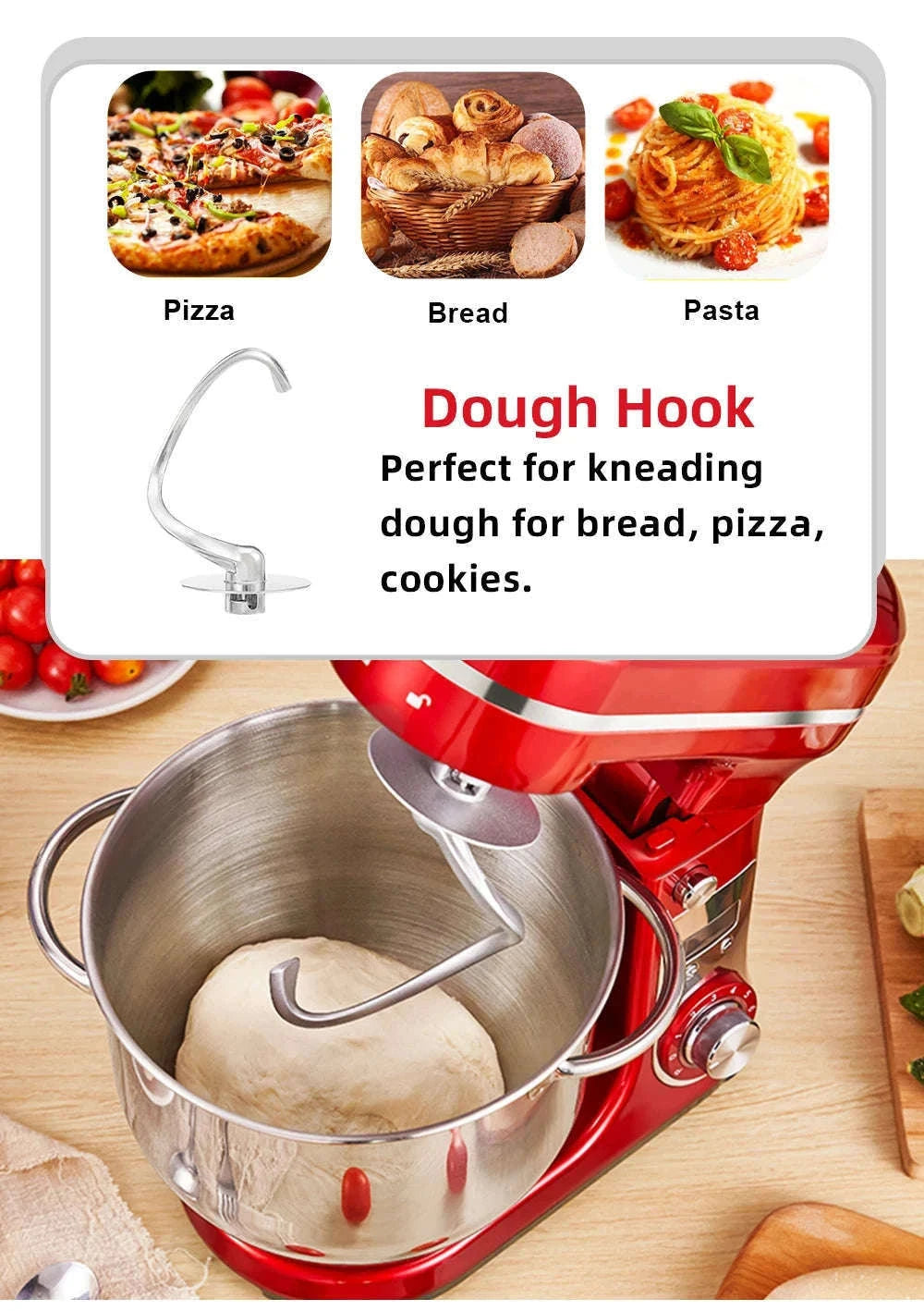 Kitchen Stand Mixer 6-Speed 1200W 6L-6L Red BM-601 / UK / United Kingdom