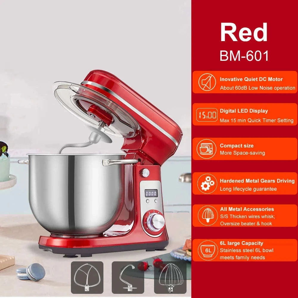 Kitchen Stand Mixer 6-Speed 1200W 6L-6L Red BM-601 / UK / United Kingdom