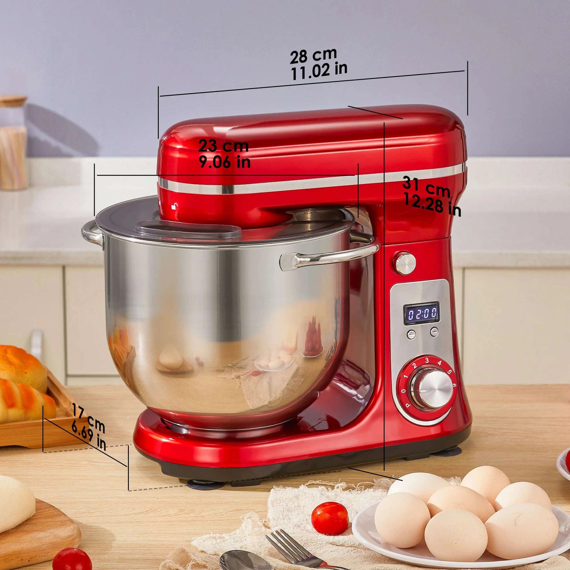 Kitchen Stand Mixer 6-Speed 1200W 6L-6L Red BM-601 / UK / United Kingdom