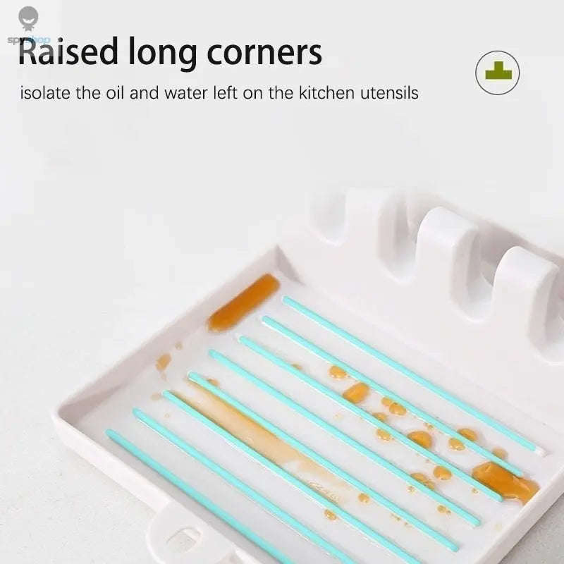 Kitchen Utensil Holder Rack – Multifunctional Rest for Spoons, Spatulas & Lids-White