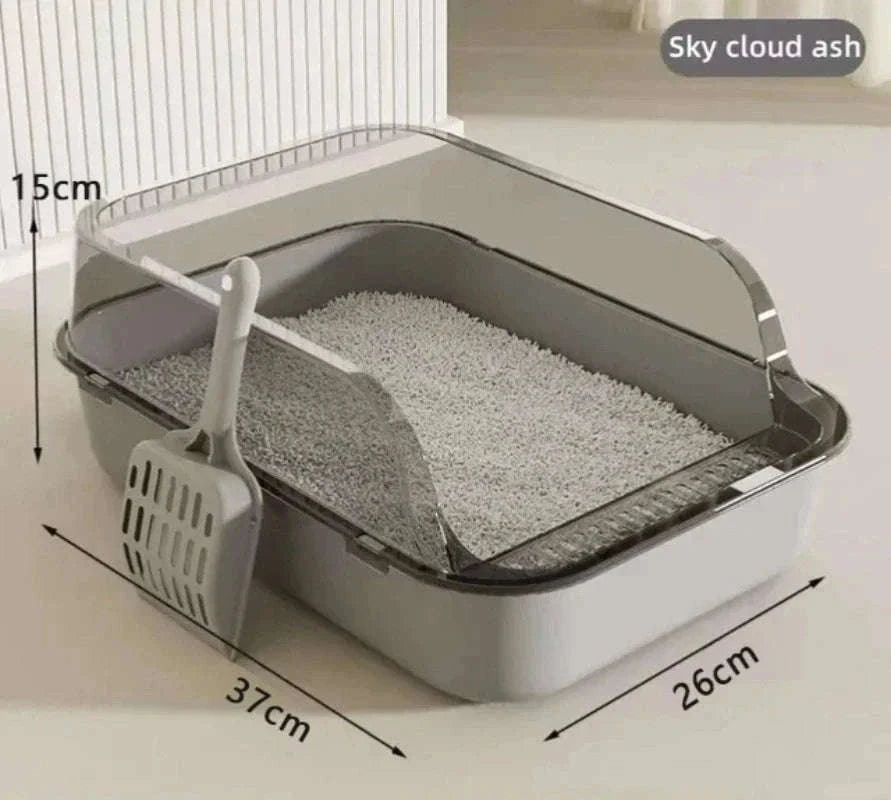 Kitty Sandbox Semi-Enclosed Cat Litter Box for Cleaner Floors-B Pink