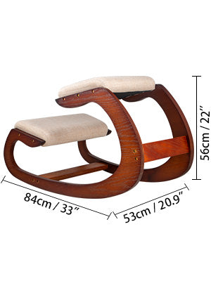 Ergonomická kľačiaca stolička s hrubou poduškou a hojdacím dreveným rámom