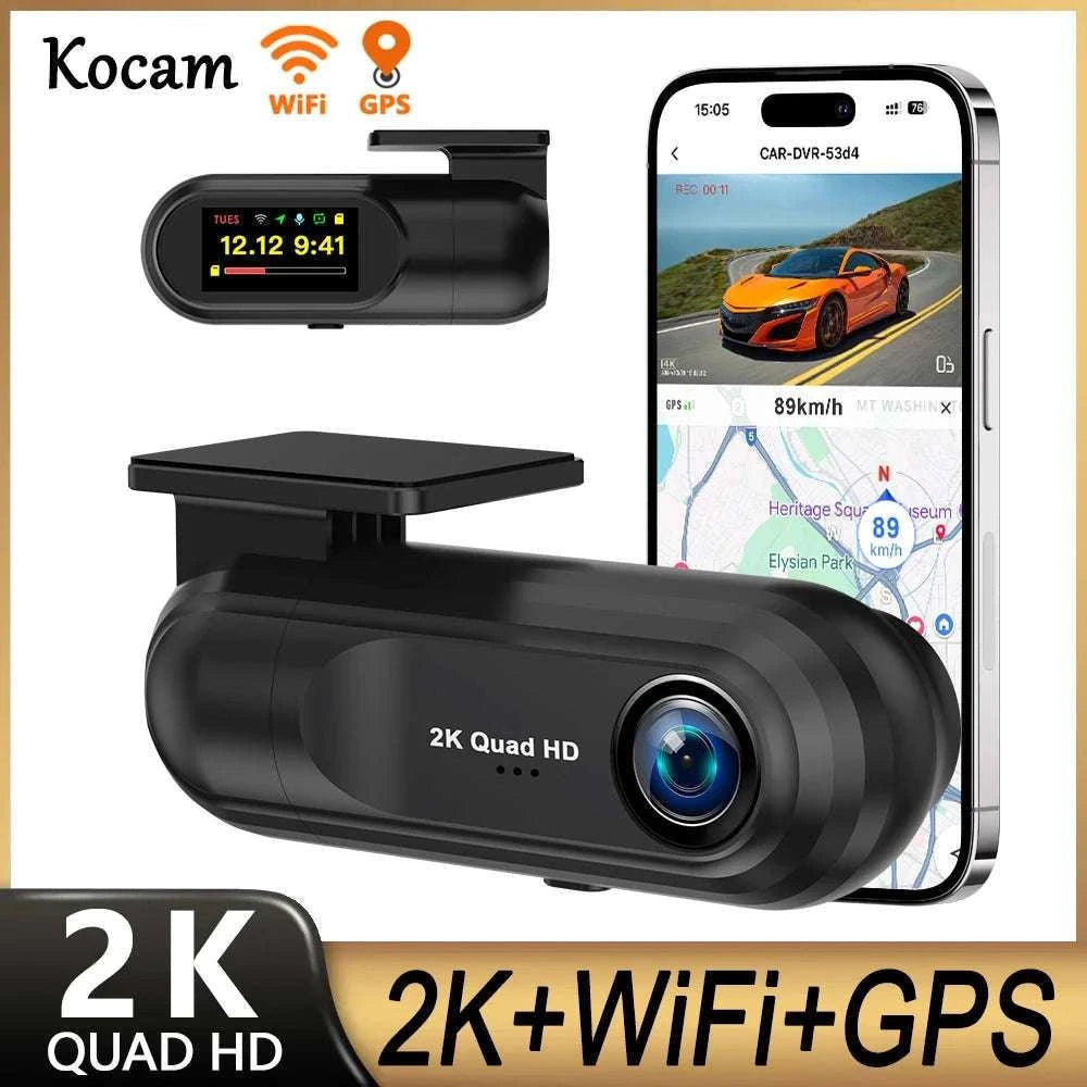 Kocam 2K WiFi Dash Cam with Night Vision and GPS Support-Only S40 Dashcam / 64G
