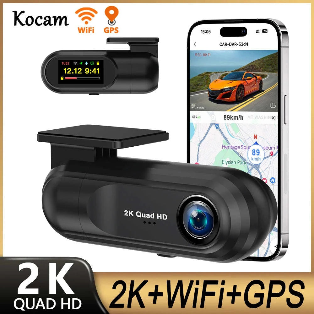 Kocam 2K WiFi Dash Cam with Night Vision and GPS Support-Only S40 Dashcam / 64G