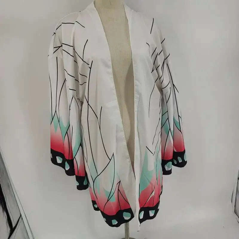 Kochou Shinobu Cosplay Costume Kimono Cardigan Cloak for Women-One Size / cloak