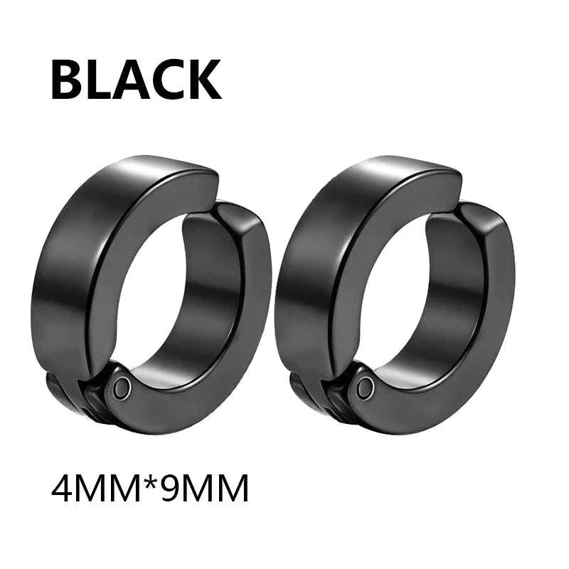 Korean Punk Ear Clips in Black Stainless Steel-Steel