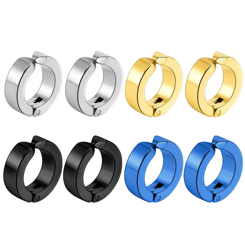 Korean Punk Ear Clips in Black Stainless Steel-Steel