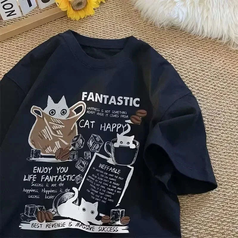 Korean Style Cartoon Print T-Shirt Unisex-2XL / Black