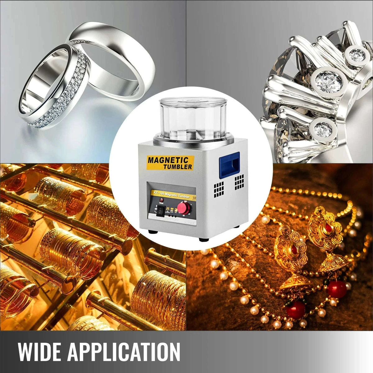 KT-185 Magnetic Tumbler Jewelry Polisher, 2000 RPM Finishing Machine-spain