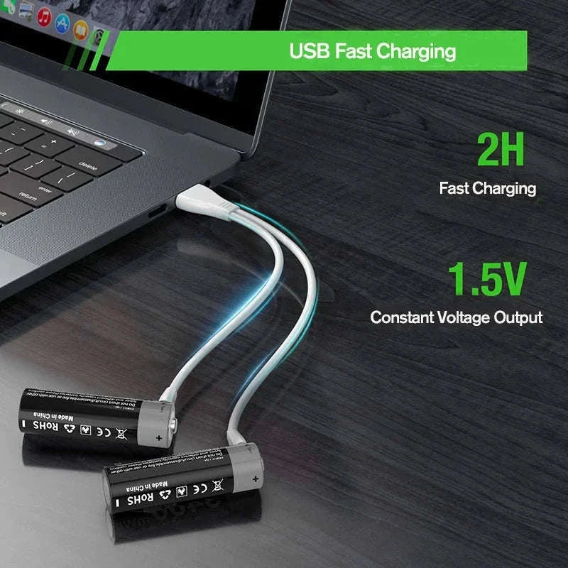 Kuugro USB AA 1.5V 3400mWh Type-C Rechargeable Lithium Battery for Hunting Camera Remote Control Mouse Smart Door Lock Toys-USB AA 3400mWh 8PC / Mexico