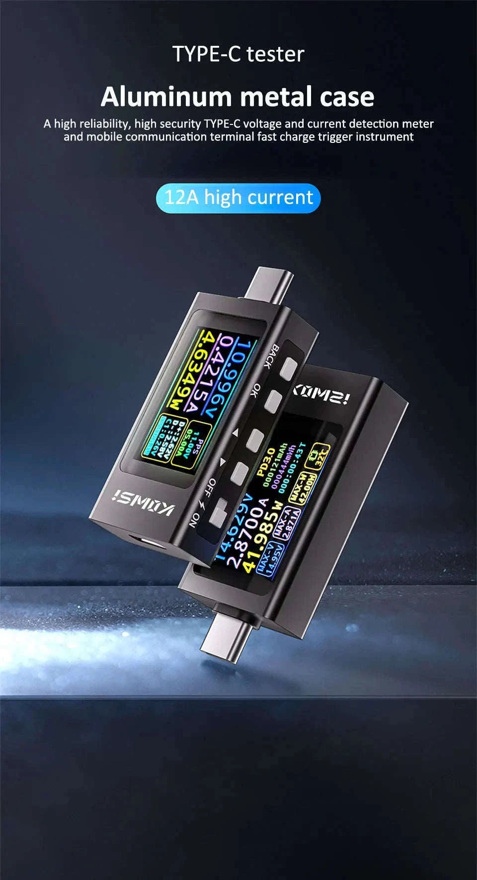 KWS-X1 4V-30V 12A Type C Tester Voltmeter Ammeter-KWS-X1 / CHINA