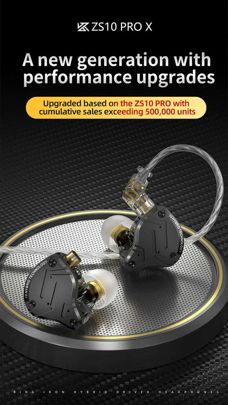 KZ ZS10 PRO X Hybrid In-Ear Earphones-ZS10proX NO MIC