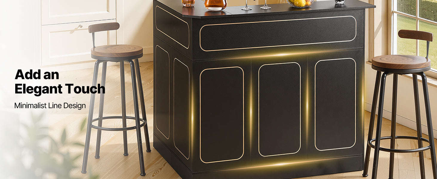 L-Shaped Wine Bar Cabinet with 4-Tier Storage Shelves-51.18x39.37x44.09in / United States