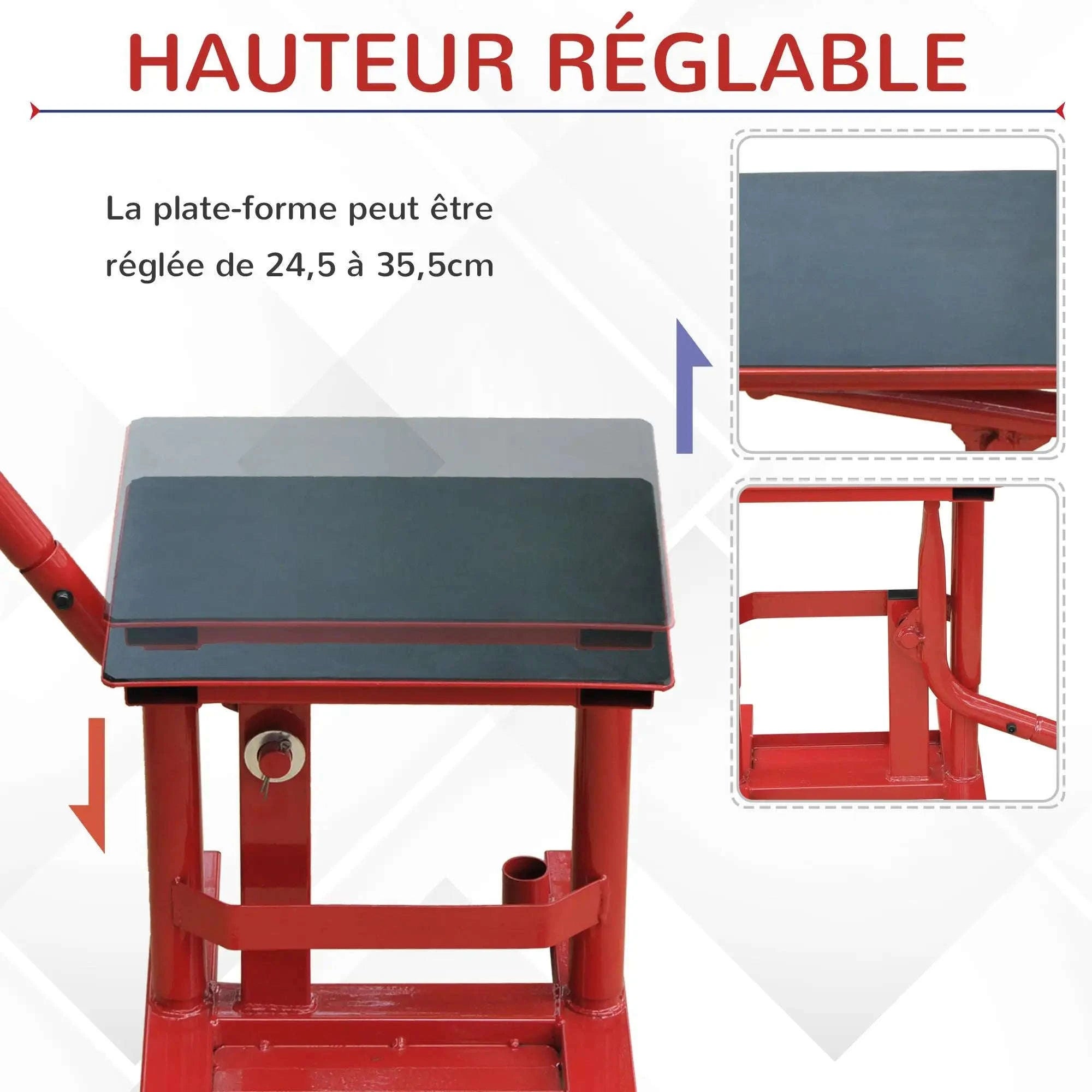 Lève-moto tout-terrain réglable 28 x 34 cm hauteur 30-40 cm-france / Red