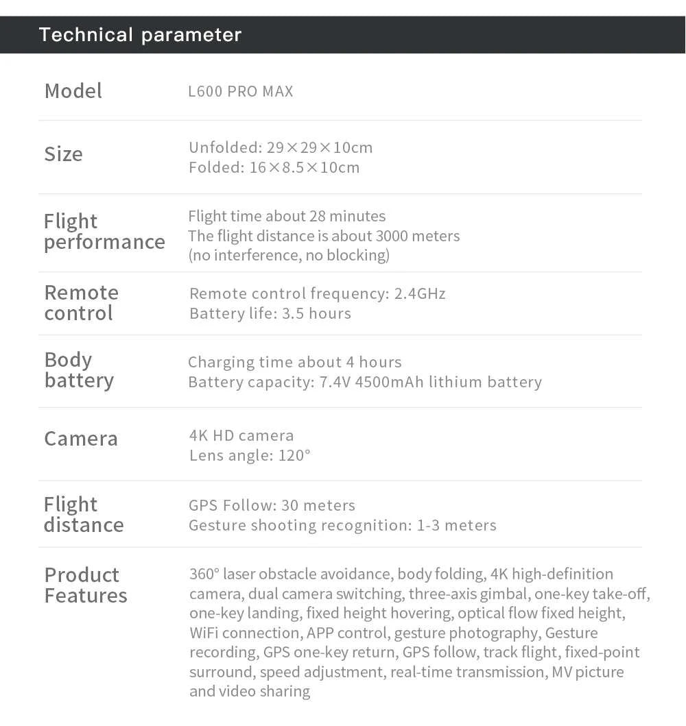 L600 PRO MAX 4K Professional GPS Drone-L600-PRO-OAS