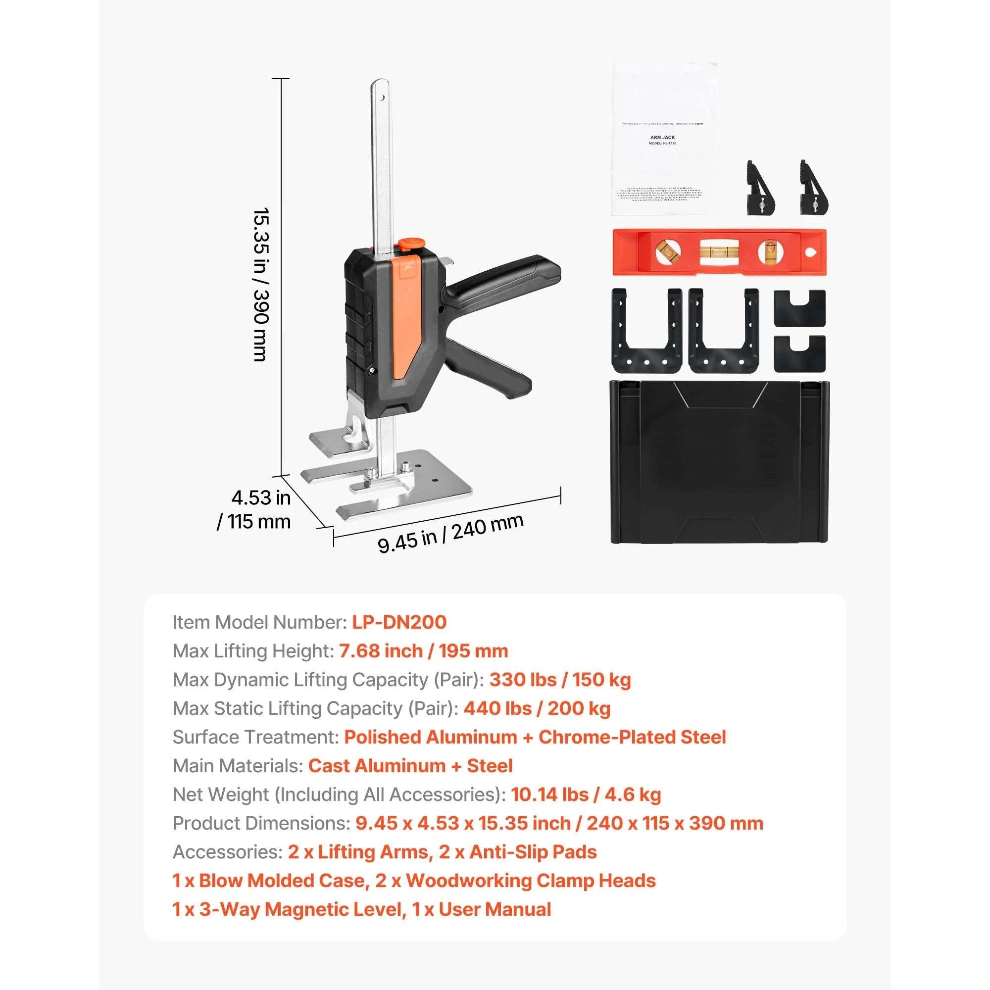Labor Saving Arm Jack 2PCS Hand Lifting Tool 7.1" 330 lbs-2 mold 220mm / United States