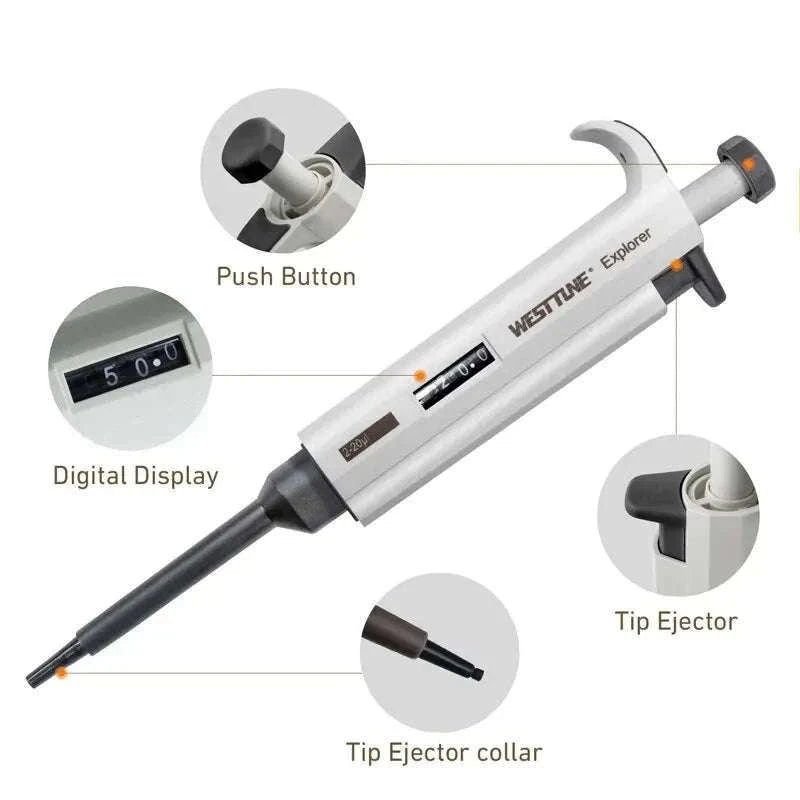 Laboratory Micro Pipette Gun, Single Channel, Adjustable Volume-100-1000ul