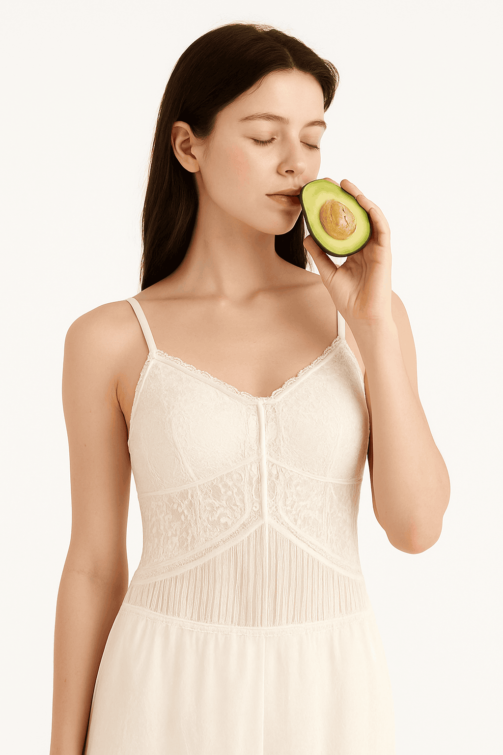 Lace Camisole Tank Top with Stretch Fit and Open Back Style-White / L