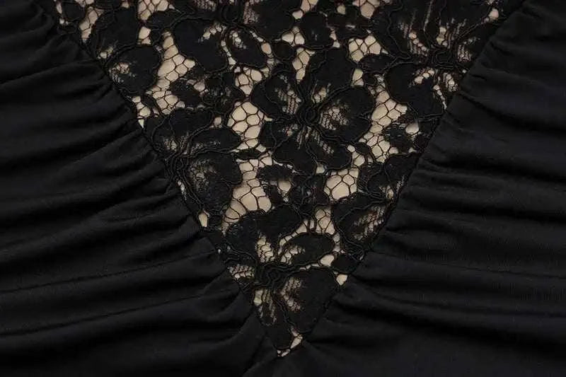 Lace Halter Backless Dress for Women-Brown / XS