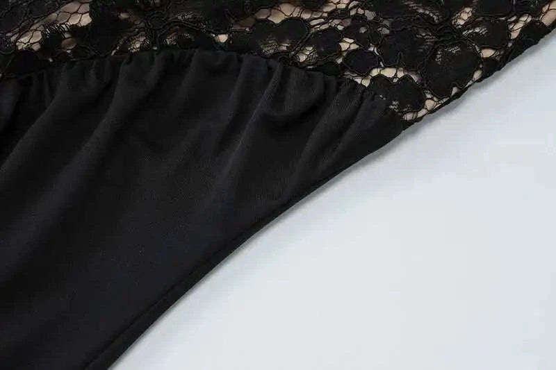 Lace Halter Backless Dress for Women-Brown / XS