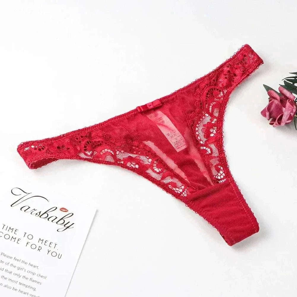 Lace Lingerie Set for Women with Bra, Panty, Garter & Stockings-Red / S