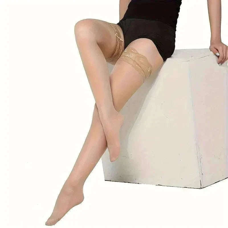 Lace Trim Thigh High Stockings for Women-WHITE / One Size