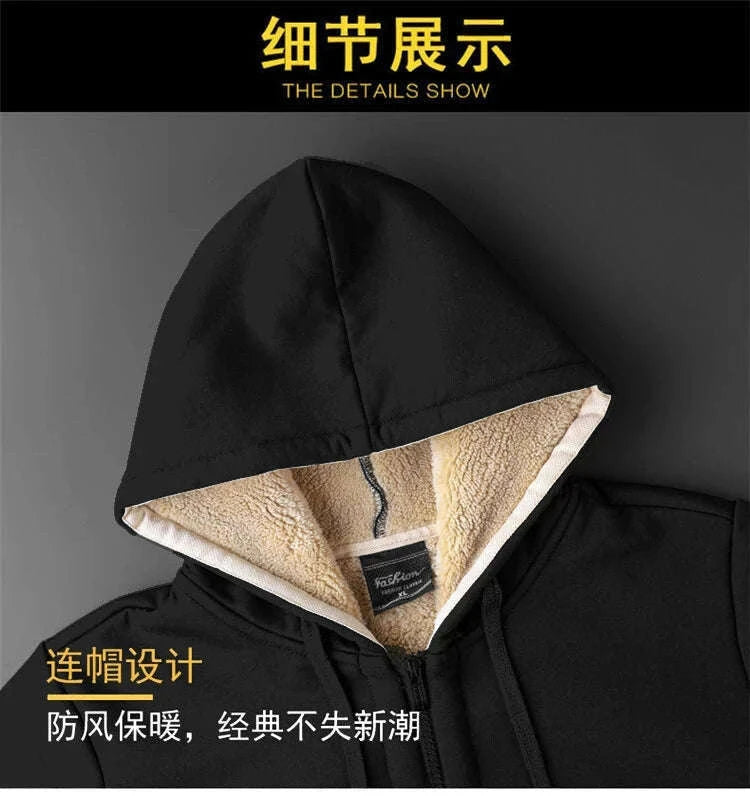 Lambswool Hoodie Jacket for Warm, Comfortable Winter Wear-Dark Grey / XXL