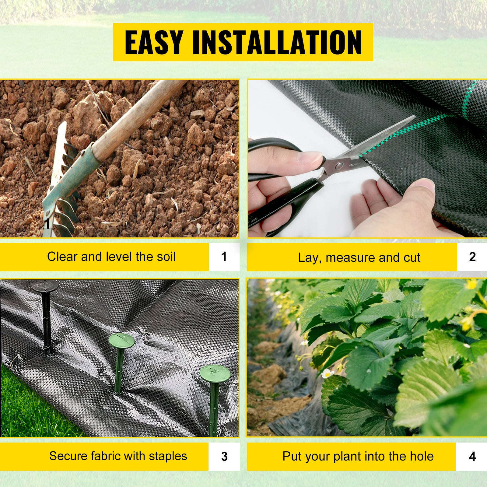 Landscape Fabric 6 ft x 300 ft Heavy Duty Weed Barrier-black / 6x300 feet / spain