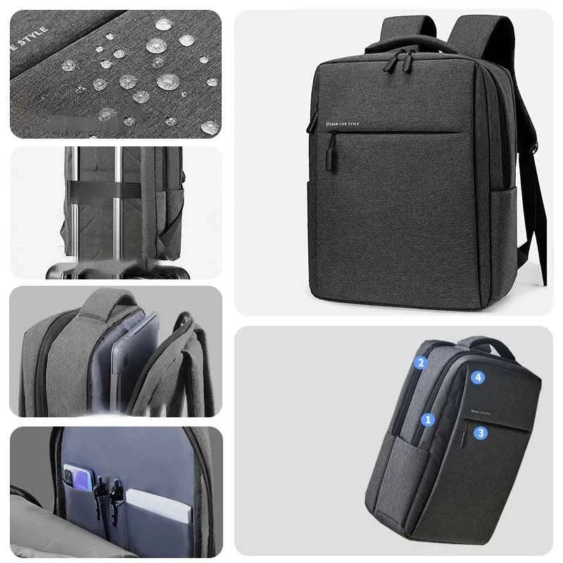 Laptop Backpack 17.3 Inch Large-Capacity Waterproof Travel Bag-Light Gray / 17.3
