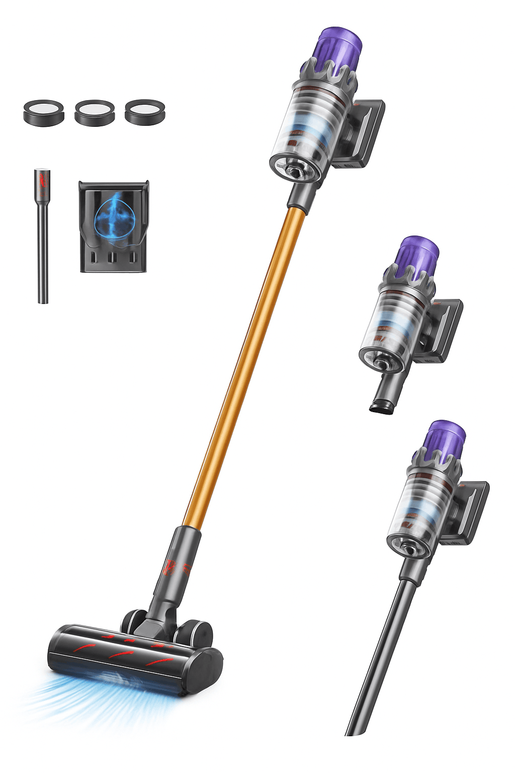 Laresar V7 500W Cordless Vacuum Cleaner with 60-Min Runtime-UK PLUG / UNITED KINGDOM