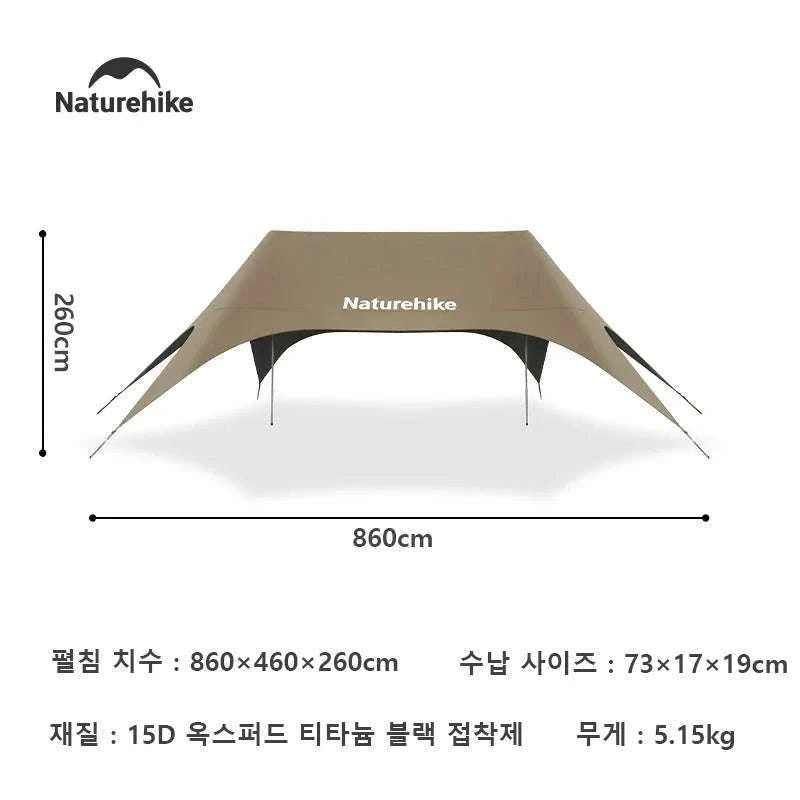 Large Camping Sun Shelter Awning 12–18 Person Waterproof Canopy-M