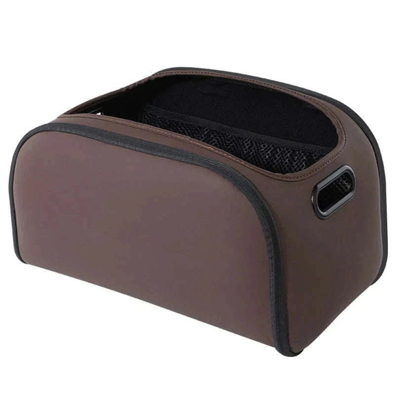 Large Capacity Car Seat Organizer with Side Opening and Mesh Pockets-Brown