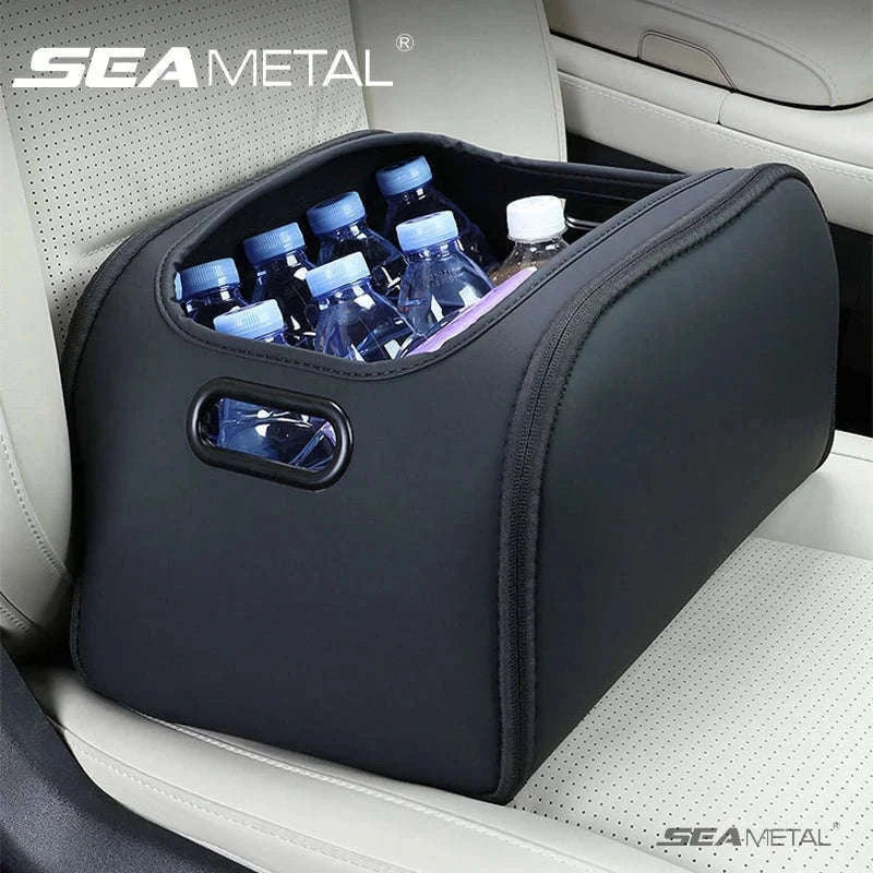 Large Capacity Car Seat Organizer with Side Opening and Mesh Pockets-Brown
