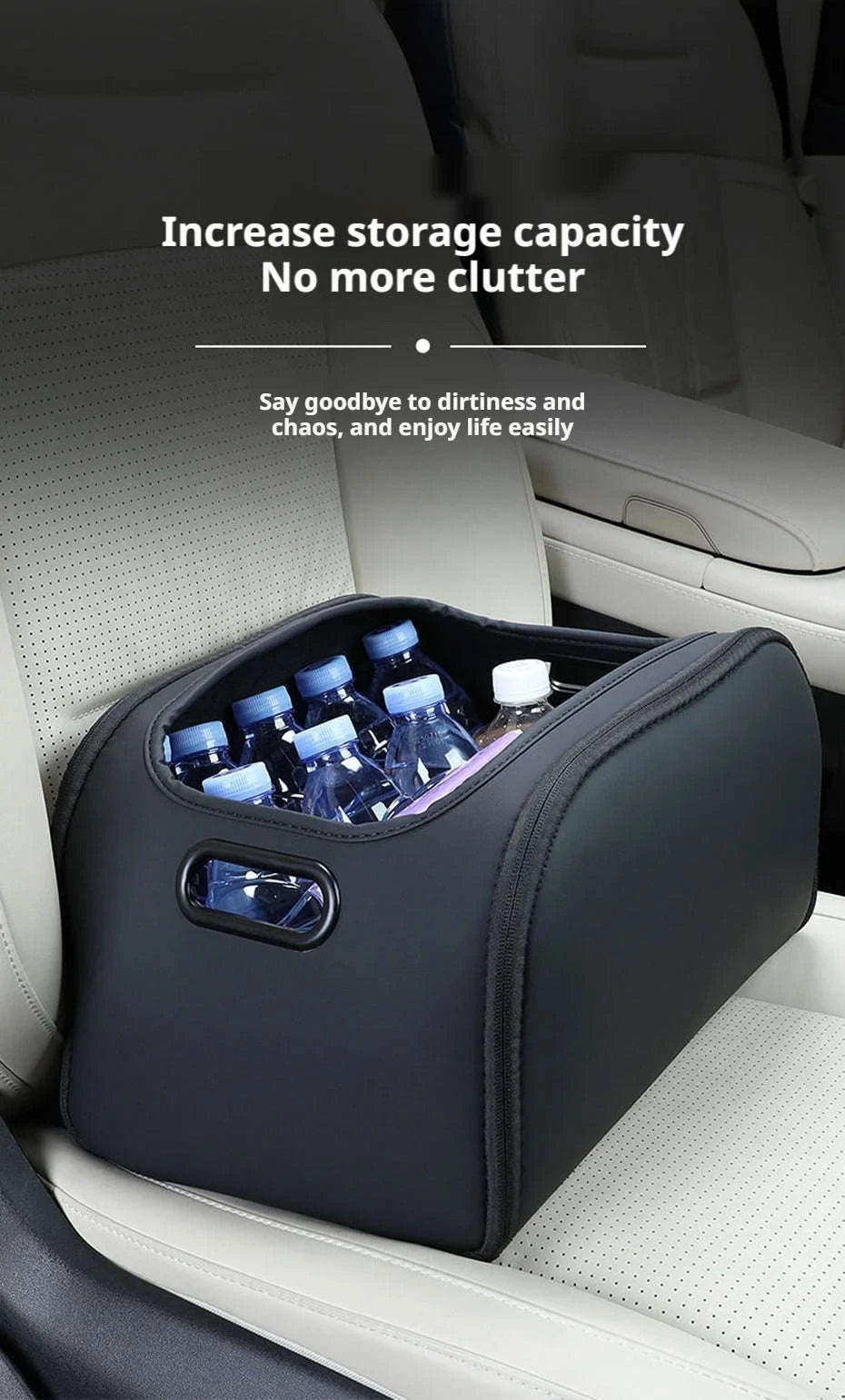 Large Capacity Car Seat Organizer with Side Opening and Mesh Pockets-Brown