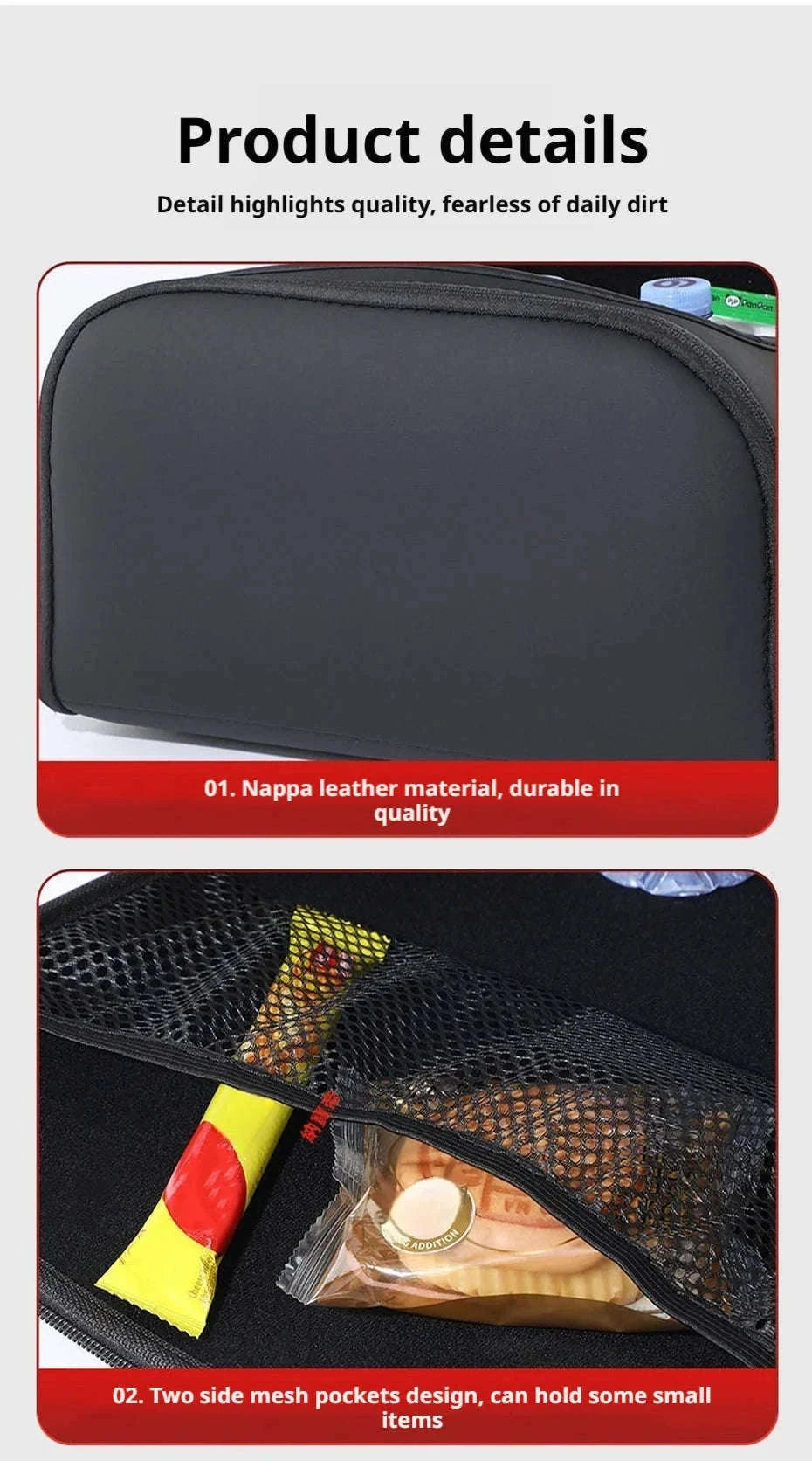 Large Capacity Car Seat Organizer with Side Opening and Mesh Pockets-Brown