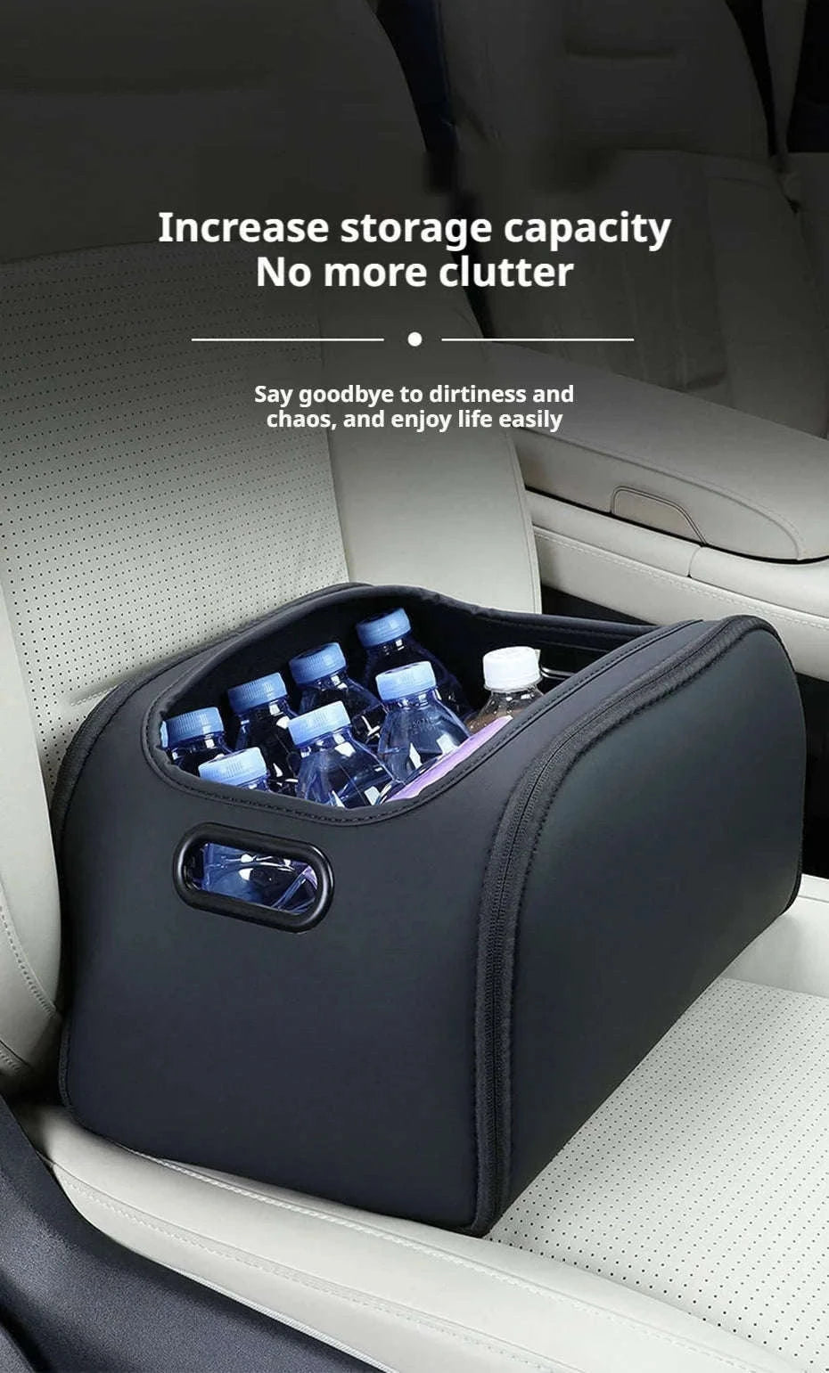 Large Capacity Car Seat Organizer with Side Opening and Mesh Pockets-Brown