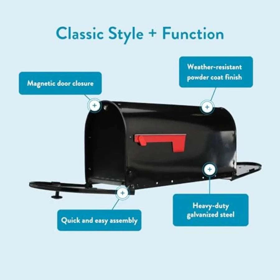 Large Capacity Double Door Mailbox – Secure Iron Outdoor Mailbox-United States / Black