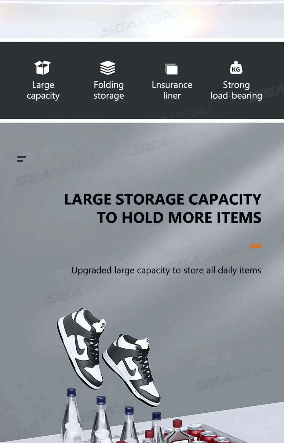 Large-Capacity Foldable Trunk Storage Box 61L-No waterproof bag