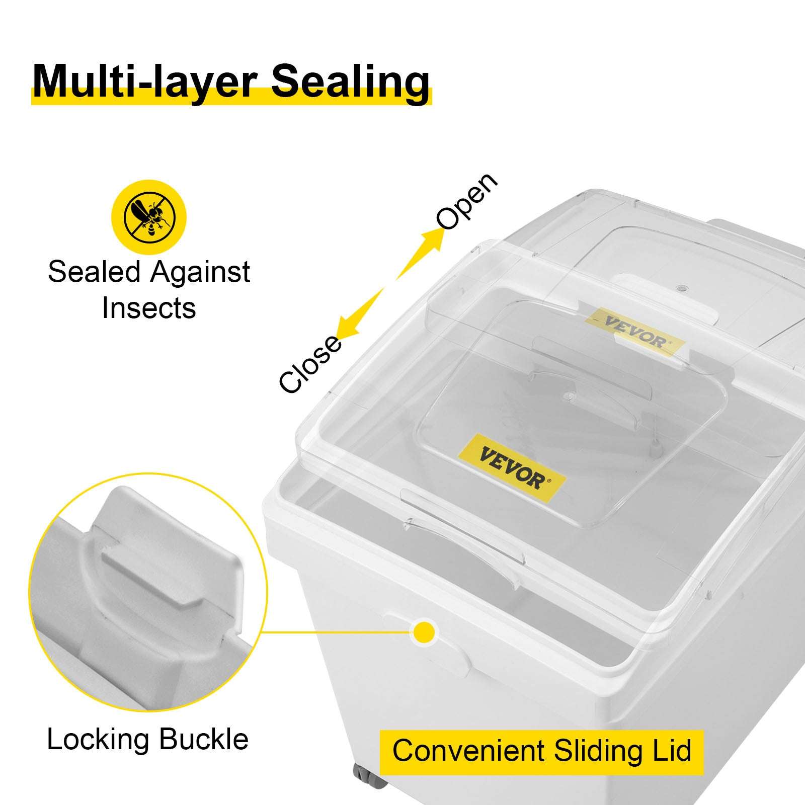 Large Capacity Ingredient Storage Bin with Wheels & Scoop-3 pack / spain