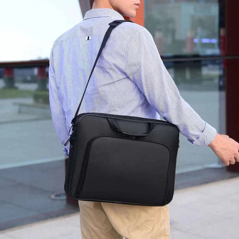 Large Capacity Laptop Briefcase 15.6"–17" Nylon Work Bag-black / 15.6inch