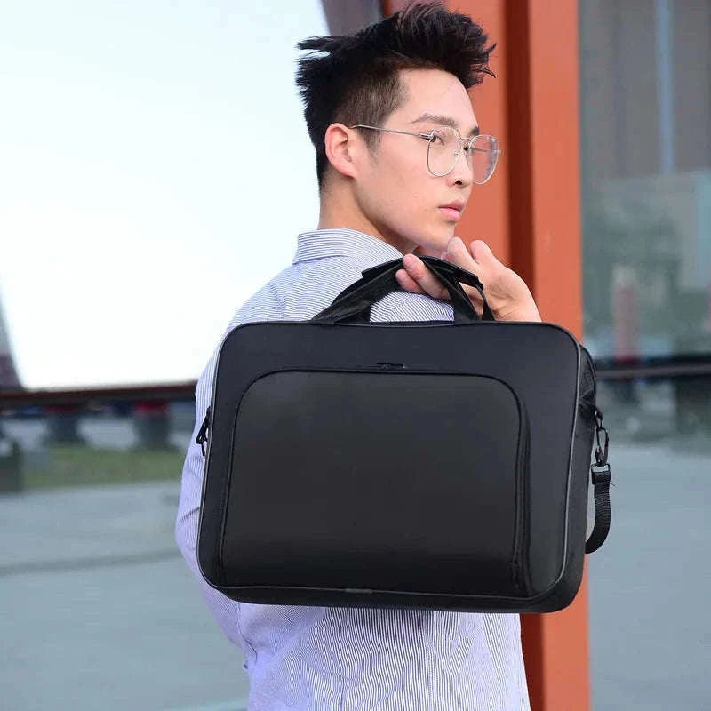 Large Capacity Laptop Briefcase 15.6"–17" Nylon Work Bag-black / 15.6inch