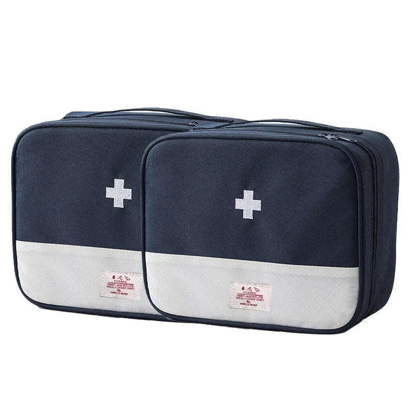 Large Capacity Medicine Bag – Portable Medical Storage Organizer-One size / Blue