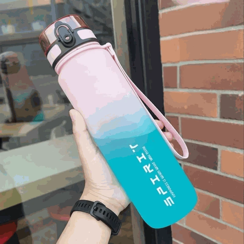Large Capacity Sports Water Bottle-black white / 0.5L